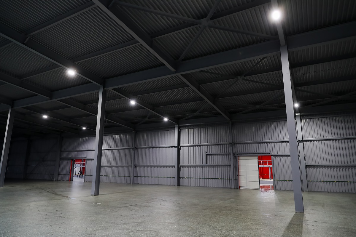 Huge hangar for storage of products at the enterprise