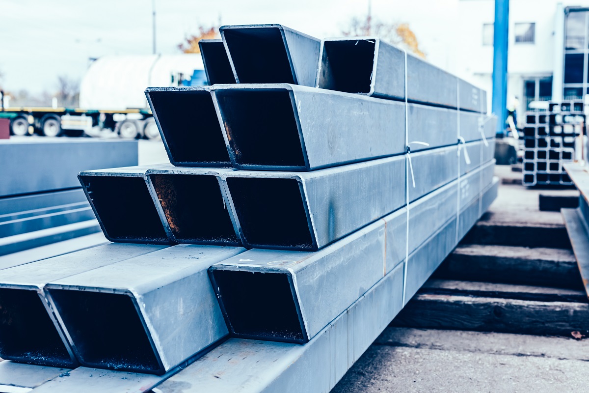 Retaining construction made of stainless steel in shipyard.