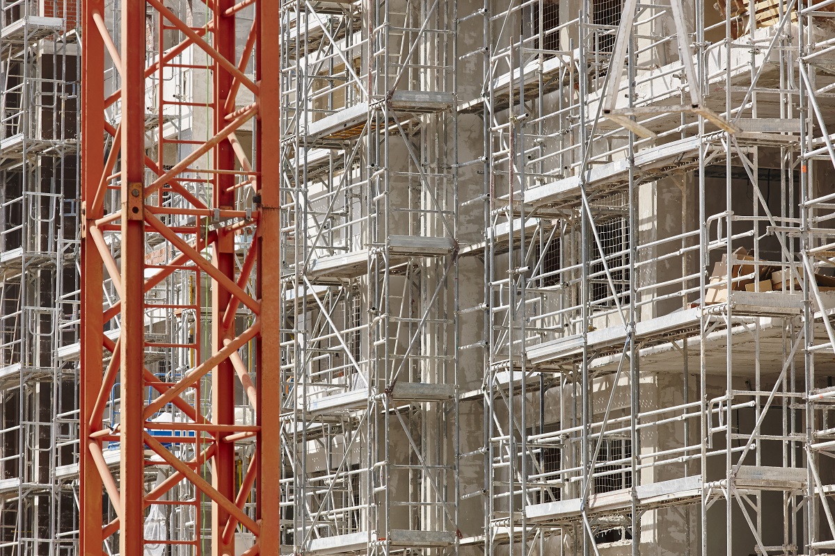 Scaffolding structure on a building. Construction architecture i